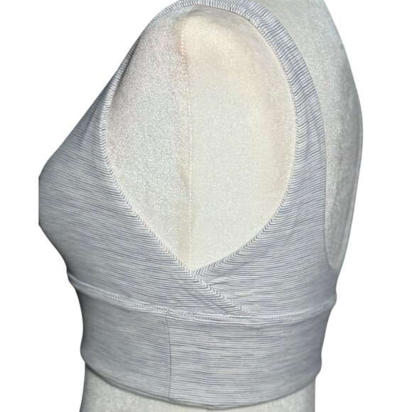 ECU Lululemon Size 6 White Gray Mini Stripe Align Reversible Bra Light support - Picture 4 of 9